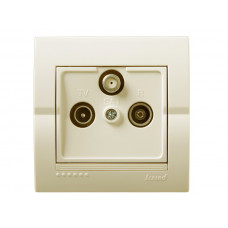 Розетка ТВ-Радіо-Супутник прохідна LEZARD Deriy крем