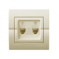 Розетка телефонна подвійна євро LEZARD Deriy крем
