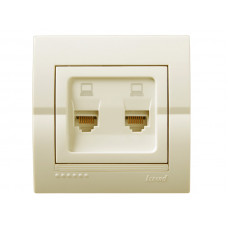 Розетка компьютерная двойная LEZARD Deriy крем