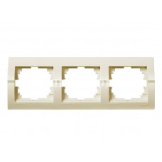 Рамка для розеток / выключателей 3-ая горизонтальная LEZARD Deriy крем