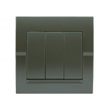 Выключатель тройной LEZARD Deriy графит