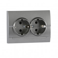 Розетка двойная с/з LEZARD Deriy графит