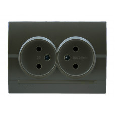 Розетка двойная б/з LEZARD Deriy графит