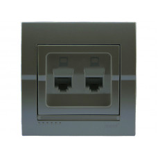 Розетка компьютерная двойная LEZARD Deriy графит