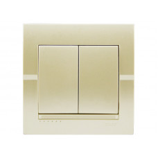 Выключатель двойной LEZARD жемчужно-белый перламутр