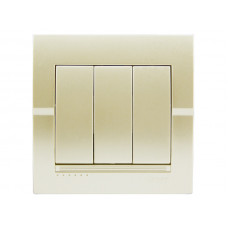 Выключатель тройной LEZARD жемчужно-белый перламутр