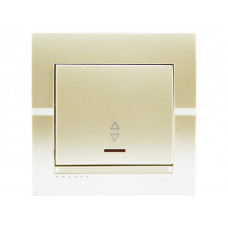 Выключатель проходной с подсветкой LEZARD жемчужно-белый перламутр