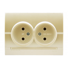 Розетка двойная без заземления LEZARD Deriy жемчужно-белый перламутр