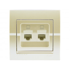 Розетка компьютерная двойная LEZARD Deriy жемчужно-белый перламутр