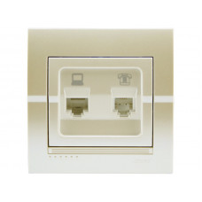 Розетка компьютер + телефон LEZARD Deriy жемчужно-белый перламутр