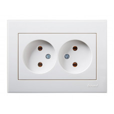 Розетка двойная без заземления LEZARD Rain белый