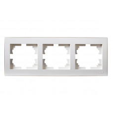 Рамка для розеток / выключателей 3-ая горизонтальная LEZARD Rain белый