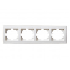 Рамка для розеток / выключателей 4-ая горизонтальная LEZARD Rain белый