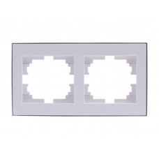 Рамка 2-ая горизонтальная LEZARD Rain белый с хромом