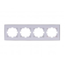 Рамка для розеток / выключателей 4-ая горизонтальная LEZARD Rain белый с хромом