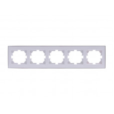 Рамка для розеток / выключателей 5-ая горизонтальная LEZARD Rain белый с хромом