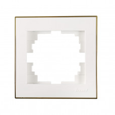 Рамка для розеток / выключателей 1-ая LEZARD Rain белый с золотом