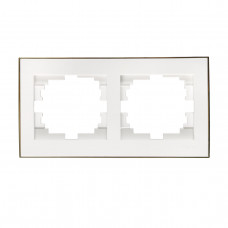 Рамка для розеток / выключателей 2-ая горизонтальная LEZARD Rain белый с золотом