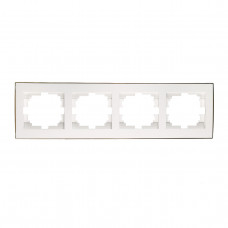 Рамка для розеток / выключателей 4-ая горизонтальная LEZARD Rain белый с золотом