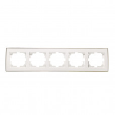 Рамка для розеток / выключателей 5-ая горизонтальная LEZARD Rain белый с золотом