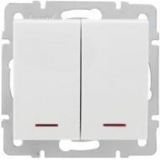 Выключатель двойной с подсветкой LEZARD Rain белый