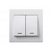 Выключатель двойной с подсветкой LEZARD Rain белый