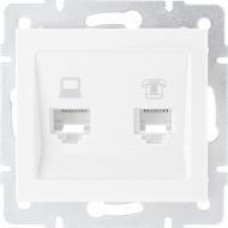 Розетка компьютерная + телефон LEZARD Rain белый
