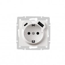 Розетка одинарная с/с с USB+TC белая RAIN LEZARD