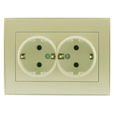 Розетка двойная с заземлением LEZARD Rain крем