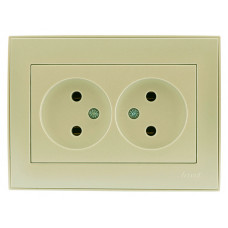 Розетка двойная без заземлением LEZARD Rain крем
