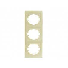 Рамка для розеток / выключателей 3-ая вертикальная LEZARD Rain крем
