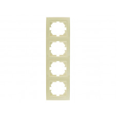 Рамка для розеток / выключателей 4-ая вертикальная LEZARD Rain крем