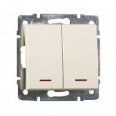 Выключатель двойной с подсветкой LEZARD Rain крем