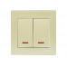 Выключатель двойной с подсветкой LEZARD Rain крем