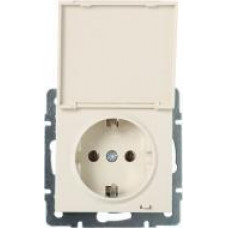Розетка с заземлением и крышкой LEZARD Rain крем (без рамки)