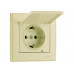 Розетка с заземлением и крышкой LEZARD Rain крем (без рамки)