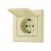 Розетка с заземлением и крышкой LEZARD Rain крем (без рамки)