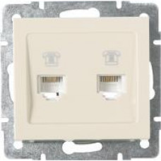 Розетка телефонная двойная евро LEZARD Rain крем