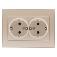 Розетка двойная с заземлением LEZARD Rain жемчужно-белый перламутр