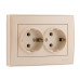 Розетка двойная с заземлением LEZARD Rain жемчужно-белый перламутр