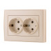 Розетка двойная с заземлением LEZARD Rain жемчужно-белый перламутр