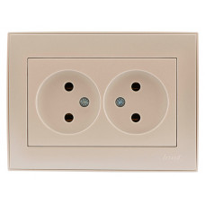 Розетка двойная без заземления LEZARD Rain жемчужно-белый перламутр