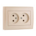 Розетка двойная без заземления LEZARD Rain жемчужно-белый перламутр