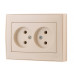 Розетка двойная без заземления LEZARD Rain жемчужно-белый перламутр