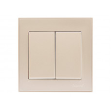 Выключатель двойной LEZARD Rain жемчужно-белый перламутр