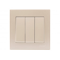 Выключатель тройной LEZARD Rain жемчужно-белый перламутр