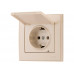 Розетка с заземлением и крышкой LEZARD Rain жемчужно-белый перламутр (без рамки)