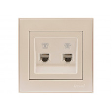 Розетка телефонна подвійна євро LEZARD Rain перлинно-білий перламутр