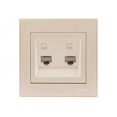 Розетка компьютерная двойная LEZARD Rain жемчужно-белый перламутр