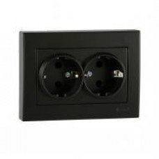 Розетка двойная с/з LEZARD Rain антрацит